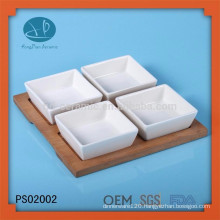 ceramic dish set with wooden tray,popular dish for sale,wood bowl